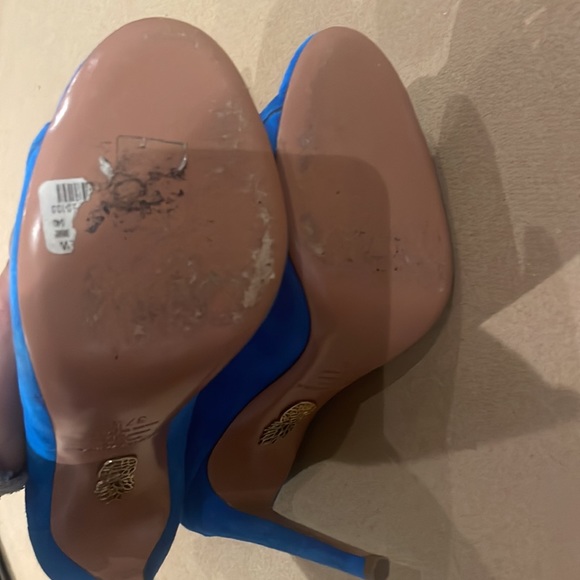 Aquazzura blue suede cadge heels. Size 37.5 - Picture 4 of 4